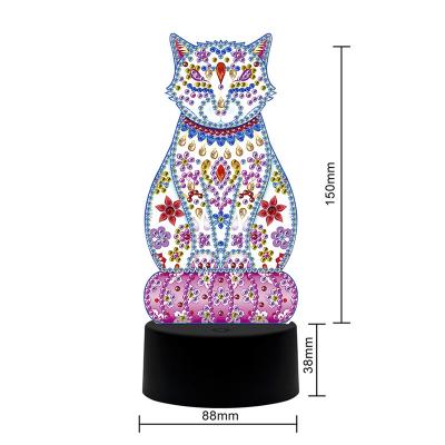 China Full Special Hand Made Cartoon Night Light Led 5D Diamond Painting Kits Custom Gifts Diamond Painting Embroidery Light Table Decor for sale