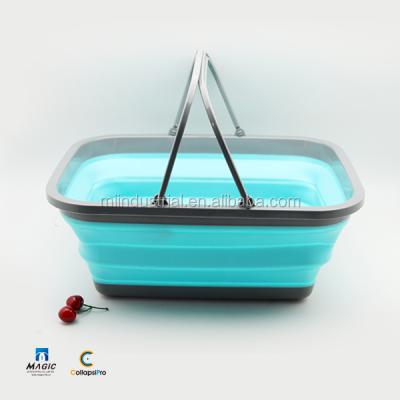 China 2018 Viable Multifunctional Collapsible Folding Hand Basket Large Vegetable Fruit Shopping Basket for sale