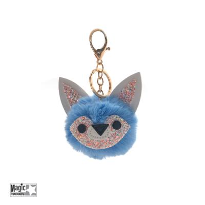 China Polystone Polystone Fox Head Key Chain Ring For Bags for sale