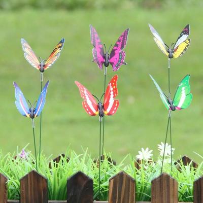 China Artificial Garden Home Butterfly Cutting Decoration Plastics+Iron Wire Plants Greening Decoration for sale