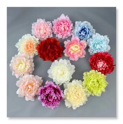 China Artificial silk peony flower heads are often used for weddings, hotel decorations, new year birthdays, and other purposes. for sale