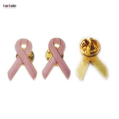 China Around The World Pink Lapel Pin Breast Cancer Awareness Ribbon Enamel Badges for sale