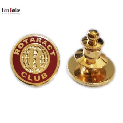 China Custom Europe Rotaract Club Pin Die Struck Brass Hard Enamel Badge 24K Gold Plating with Deluxe Link Tip on Back for sale