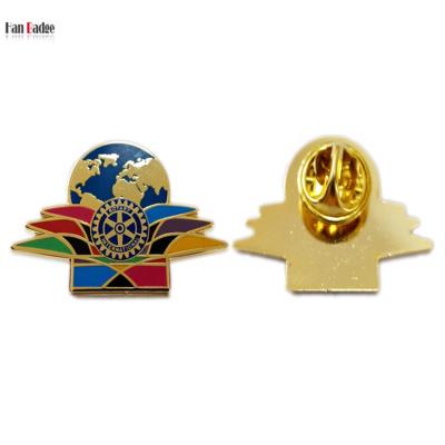 China Custom Europe Rotary International Badge with Colors Metal Enamel Lapel Pin 24K Hard Gold Plating for sale