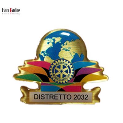 China Custom Rotary International Europe Printed Lapel Pins With Epoxy Domed Bronze Offset Printing for sale