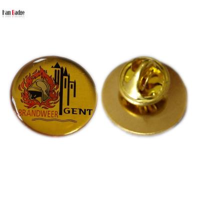 China Custom Europe Silk Screen Printing Lapel Pins With Doming Epoxy Bronze Hardware With Clutch Back for sale