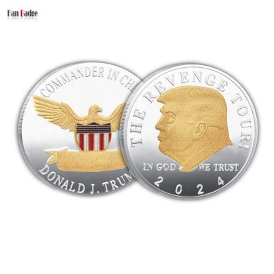 China Donald Trump Coins The Revenge America Visit USA Presidency Campaign 2024 Gold and Silver Finish for sale