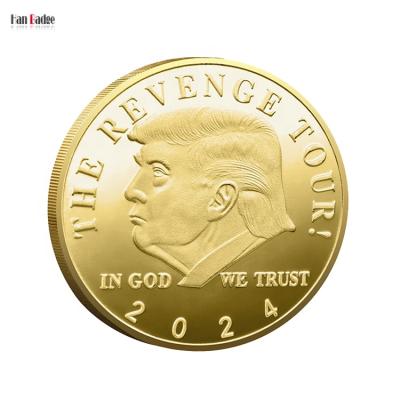 China Donald Trump 2024 America Challenge Coins Revenge Visit USA Presidential Campaign Gold Metal for sale