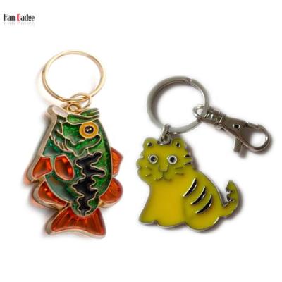 China Custom Design 2D Metal Key Chains Soft Enamel Colors Transparent Metal Key Chain for sale