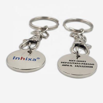 China Double Sided Design Metal Customized Metal Trolley Coin Keychains Shopping Trolley for sale