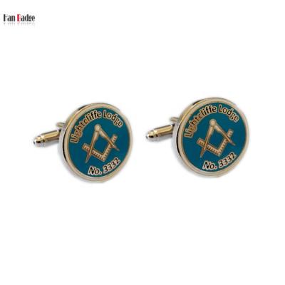 China Custom Mens Metal Cufflink Brass For Man Die Struck Enamel Cuff Links Gold Nickel Plating Or for sale