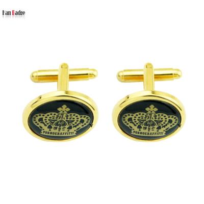 China Custom Made Gold Metal Brass Cuff Links With Logo Stamping Brass Enamel Cufflinks Personalized for sale