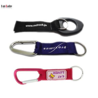 China Promotional High Quality Custom Jacquard Gift Key Chain Carabiner Lanyard Customized Keychain Short Strap for sale