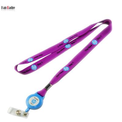 China Custom Promotional Gift Badge Reel Lanyards With Logo Silkscreen Printed Polyester Neck Epoxy Doming Straps for sale