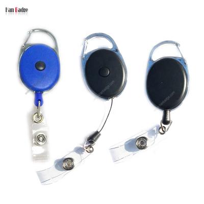 China ABS Plastic Retractable Carabiner Badge Reel with Stop Function Plastic Strap Stopper Feature for sale