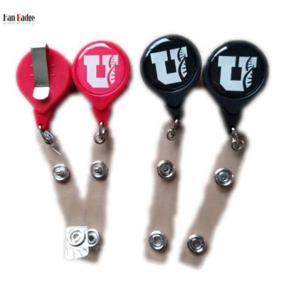 China ABS Plastic Custom Logo Retractable Badge Reels Drop Shape With Back Clip Yoyo Badge Plastic Pull for sale