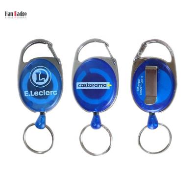 China Metal And Plastic Carabiner Badge Reels Ring Yoyo Badge With Printing Main Logo And Back Cut Transparent Color for sale