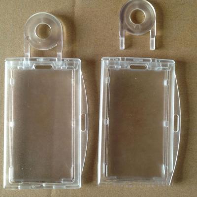 China Clear Hard Plastic Horizontal ID Card Holder with Lock Hard Plastic Lockable Badge Holders for sale