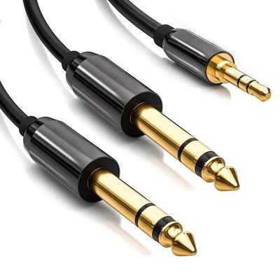 China Cool Hot Sale Audio Link Cable 3.5 To 6.35 Cable Double Lotus Mobile Phone Audio Cable for sale