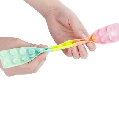 China 2022 New Funny Square Leaf Stress Release Toy Products Silicone Pull It Sucker Toys for sale