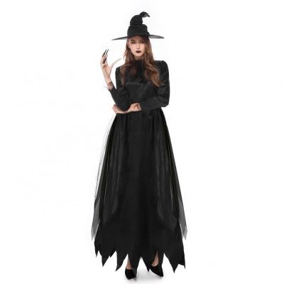 China Fashionable Polyester Witch Dress Costumes And Hat For Halloween Cosplay Party Stage Performance For Women for sale