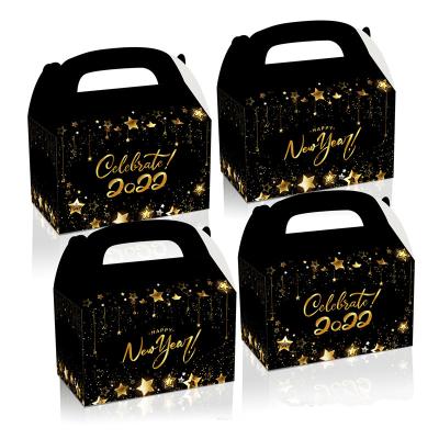 China Recycled Materials Logo Accept Christmas Gift Paper Box Packaging Bag Chocolate Candy Black Paper Box for sale