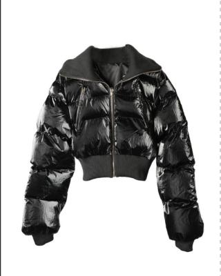 China Shiny Black Color Windproof Outwear Women Short Stripper Jacket Padding Coat for sale