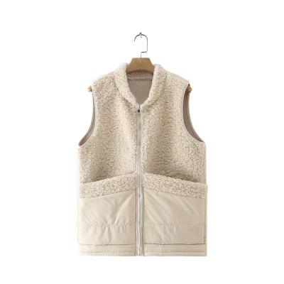 China Faux windproof colors classic-fit full-zip sherpa lined fuzzy sherpa vest for sale