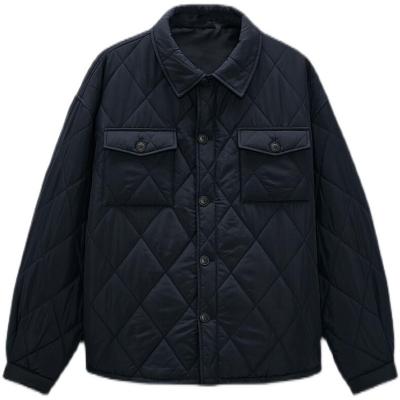 China Men's Waterproof Patch Pocket Shirt Loose Casual Quilted Jacket Windproof for sale