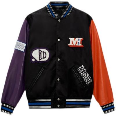 China High School Embroidery Contrast Color Windproof Woven Bomber Jacket for sale