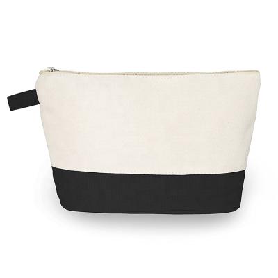 China Customized Fashion Double Color Natural Organic Cotton Canvas Travel Makeup Bag for sale