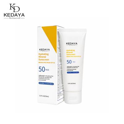 China Wholesale 75ml Kedaya OEM ODM Private Label Organic Sunscreen Moisturizing Broad Spectrum Face Skin Care Lotion Spf50 Mineral Sunscreen for sale