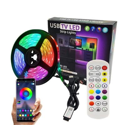 China Music Sync/APP Remote Control/Voice Recognition/Lightweight Waterproof Smart Led Light Smart Strip Music Controller Usb Phone App Set Time 5050rgb TV Background For Outdoor Home Dc5v 5m for sale