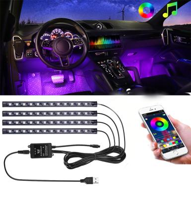 China Bling Bling 5050 Interior Crystal RGB Car Decoration Decorative Interior Led Lights With APP Music Radio Remote Control for sale