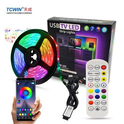 China Music Sync/APP Remote Control/Voice Recognition/Time Definite 5050 RGB Led Strip Light TV RGB 5050 Waterproof Remote Controller Animated Backlight IR 1m 2m 3m 4m 5m USB 5v IP20 IP65 IP68 for sale