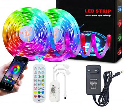 China Music/APP Remote Control/RGB Style Voice Recognition/Time Sync 2022 Set New Led Strip Lights With APP Music Remote Controller 12V 30led 60led IP20 IP65 Waterproof Keys IR 24 for sale