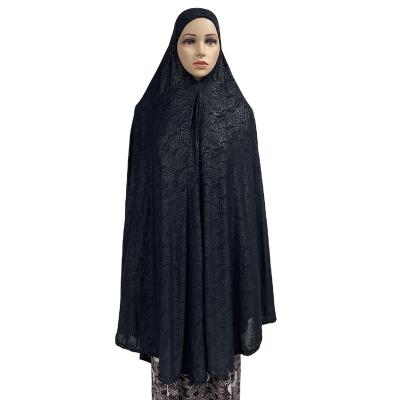 China 2022 new designs african adult islamic black hijabs women prayer hijab muslim fashionable scarf long with piercing hot for sale