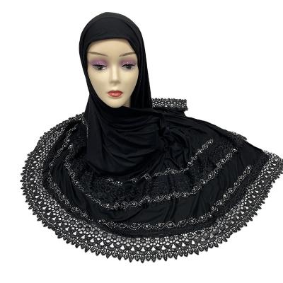 China African Adult Wholesale Muslim Female 100% KASHKHA Cotton Embroidery Design Hijab Scarf With Rhinestone for sale