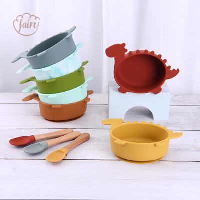 China Children's Custom Logo Animal Shape Food Grade Silicone Private Baby Suction Bowl Set Wholesale for sale