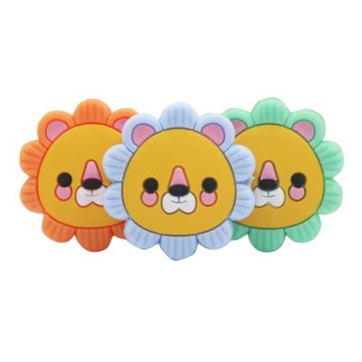 China Lion Shape Bpa Free Silicone Eco-friendly Baby Animal Teether Beads Bulk Wholesale for sale