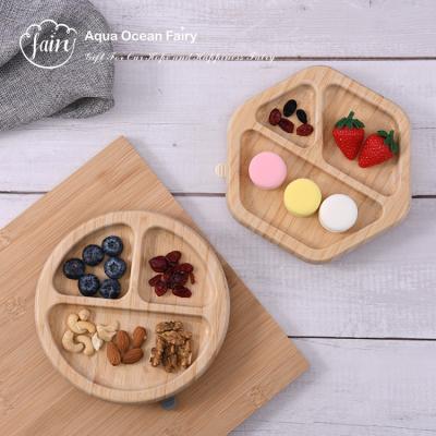 China Children's Custom Logo New Arrival Baby Circle Bamboo Suction Plates China Manufacture for sale