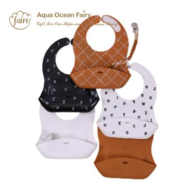 China Easily Adjustable Kids Silicone Bib Printing Waterproof Baby Eating Anti Dirty Silicone Printing Bib for sale