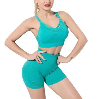 China Wholesale Breathable Seamless Yoga Shorts Sets Women Sport Fitness Bra Workout Two Piece Sets for sale