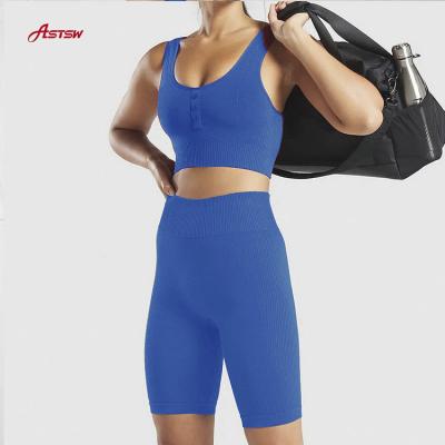 China New Design Summer Breathable Cycling Seamless High Waist Top Short Sets for sale