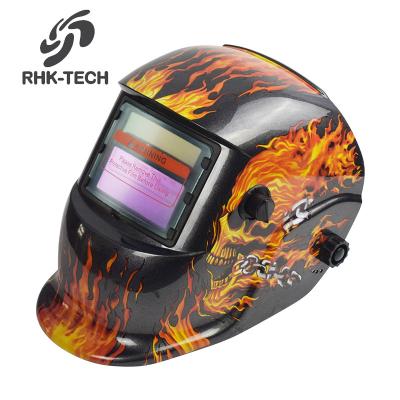 China 2022 RHK New Arrival Fashion OEM Multiple Models Art TIG Solar Powered Auto Darkening Welding Helmet With Decals 24.5*18*31cm for sale