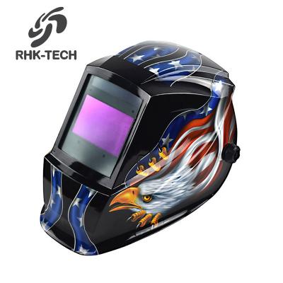 China Wide Shield Auto Darkening Heat Resistant MIG Solar TIG Electric Welding Helmet Cheap Real Color Stickers RHK 2022 for sale