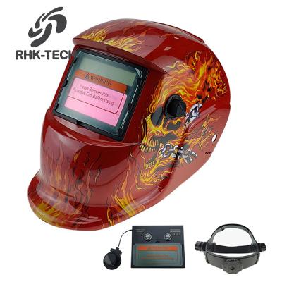 China Yes RHK New Arrival OEM Solar Powered Auto Darkening CAT MIG Cheap Welding Helmet With Decals for sale