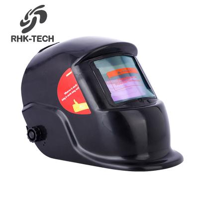 China Industry RHK Jiangsu China Supplier Black PP Material Good Quality Auto-darkening Solar Powered Cheap Welding Helmet for sale