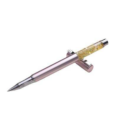 China New Fashion Bling Fountain Pens Logo High Quality Floating Glitter Custom Metal Liquid Fountain Pen Student for sale