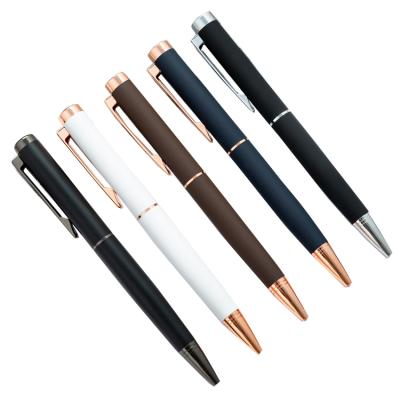 China office & High End Metal Twist School Colors Pattern Matte Ballpoint Pen Black Matte Pen for sale